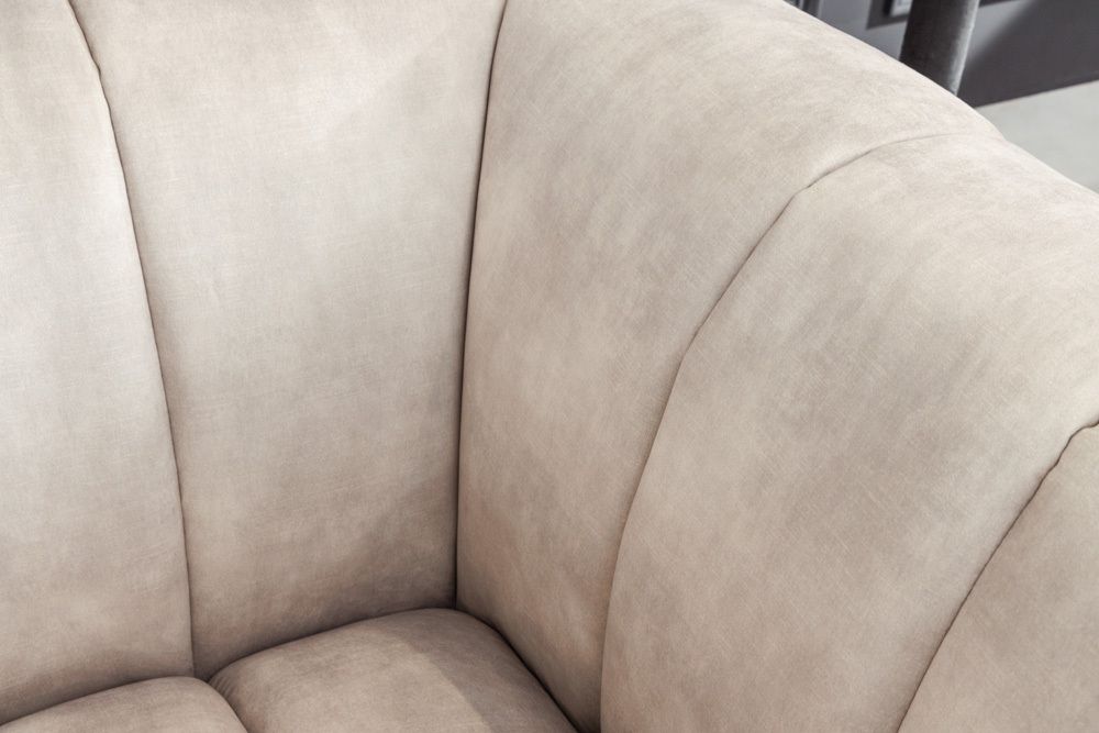 Retro Sessel NOBLESSE 105cm champagner beige Samt mit Ziersteppung