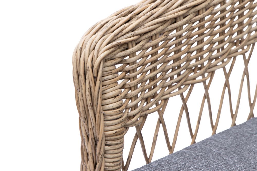 In- und Outdoor Garten-Set ELYSEE natur grau Polyrattan Aluminium inkl. Tisch Kissen
