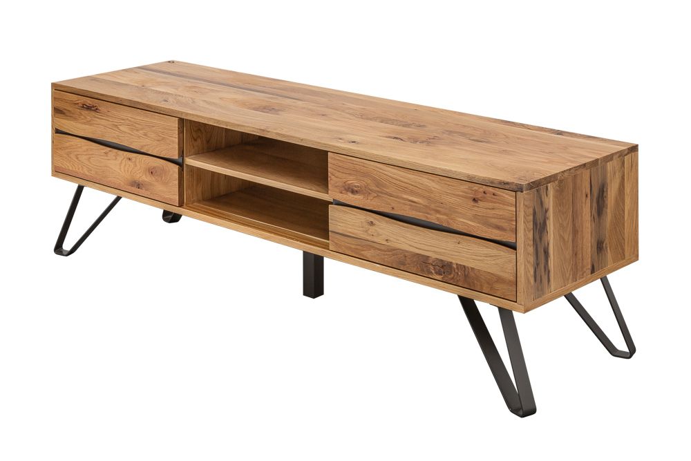 Massives TV-Board LIVING EDGE 160cm Wildeiche geölt Baumkanten Lowboard