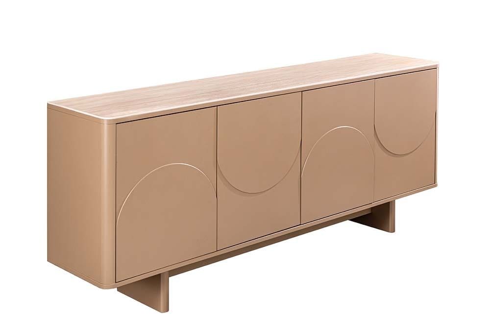 Design Sideboard SAVOY 180cm grau beige greige Travertin Keramik Stauraum 3D-Front