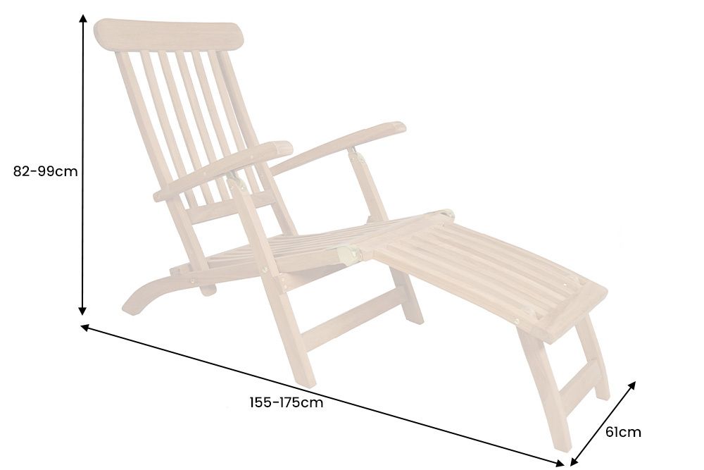 Massive Gartenliege EMPIRE TEAK 175cm natur Teakholz Deckchair verstellbar