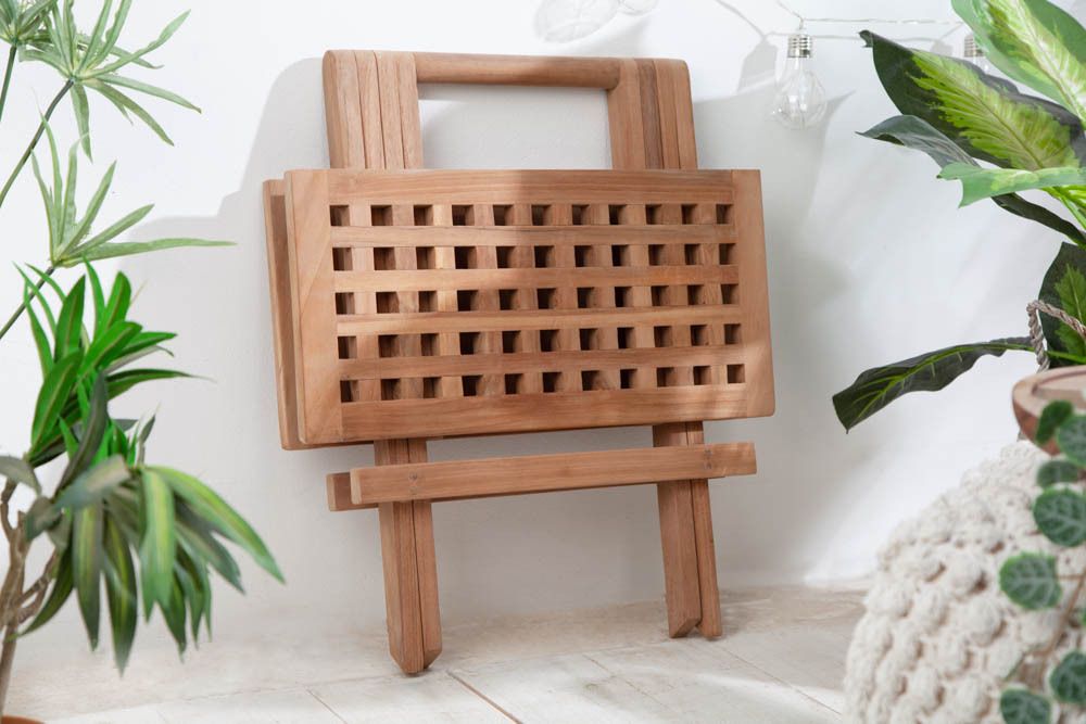 Wetterfester Beistelltisch EMPIRE TEAK 50cm Massivholz klappbar