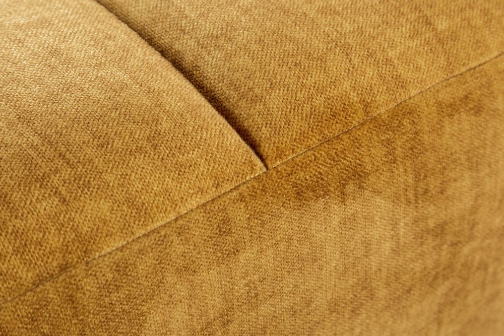 Extravaganter Hocker ELEGANCIA 110cm senfgelb Vogue Velours Samt mit Ziersteppung