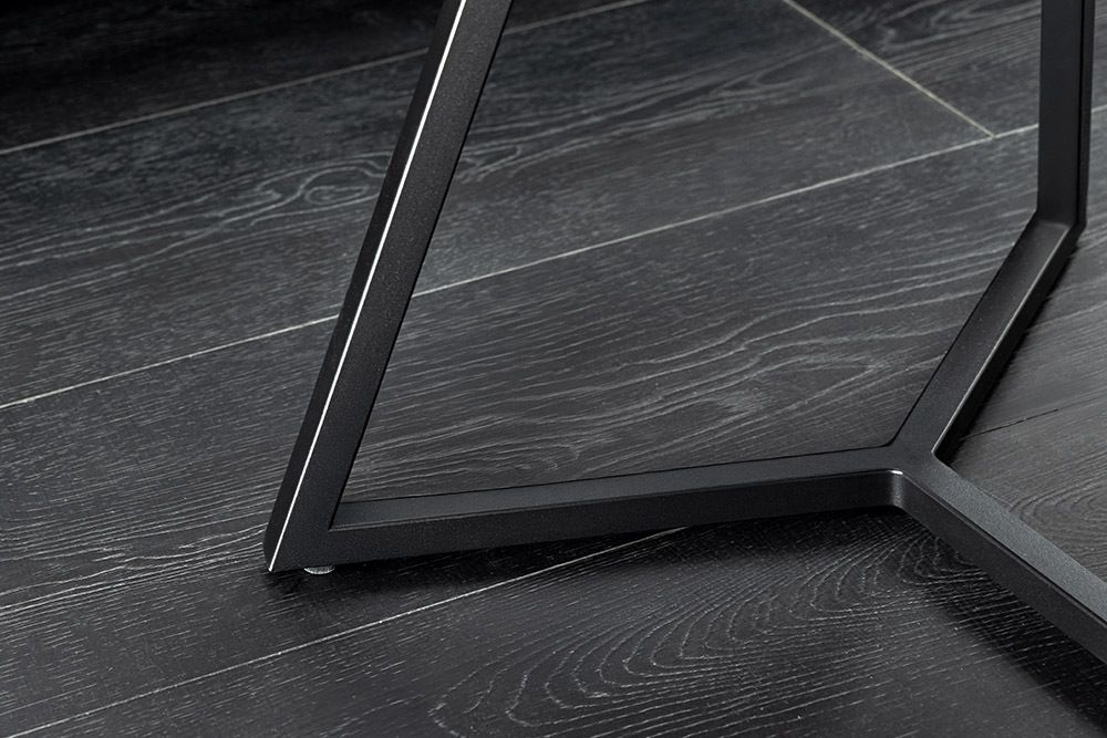 Design Couchtisch MARVELOUS 90cm weiß Marmor Keramik schwarzes Metall