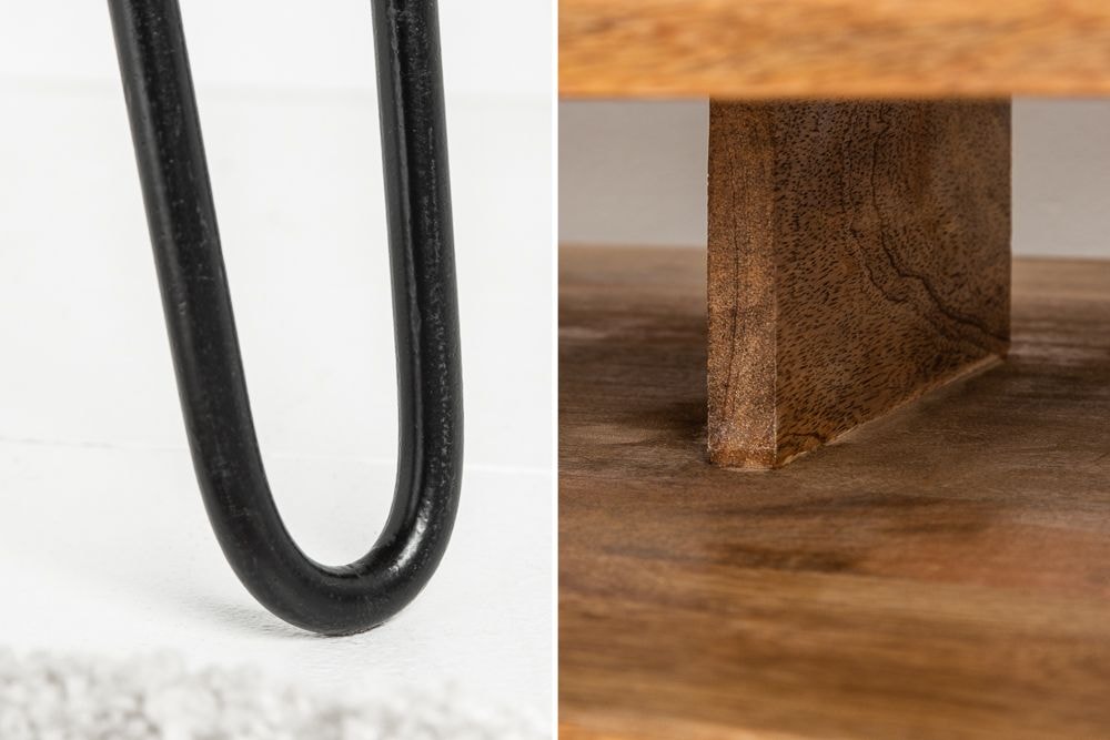 Massiver Schreibtisch SCORPION 100cm natur Mangoholz Hairpin Legs