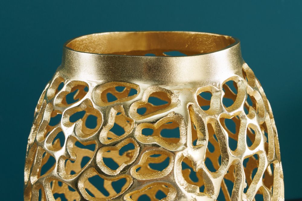 Filigrane Design Vase ABSTRACT LEAF gold 65cm Handarbeit