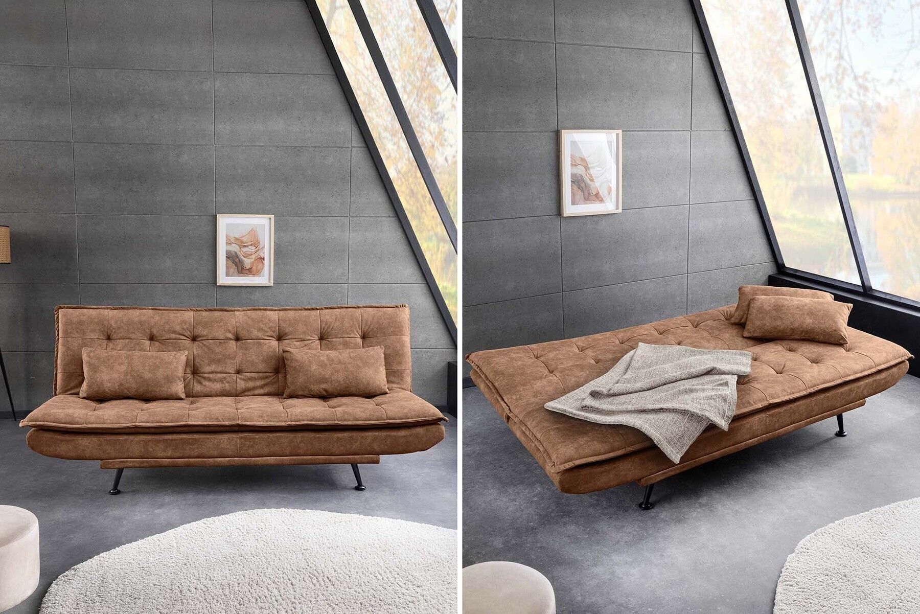 Modernes Schlafsofa JAZZ 190cm antik braun Microfaser 3-Sitzer Couch
