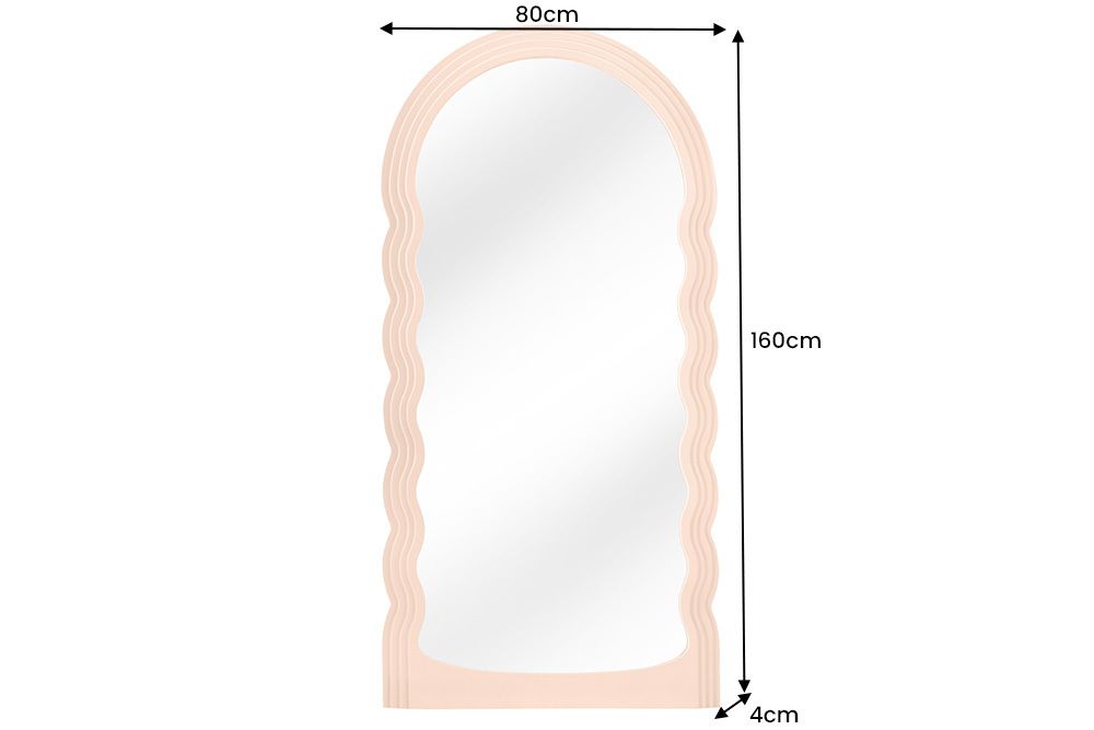 Design Wandspiegel WAVE 160cm apricot Pastell Rundbogen Spiegel