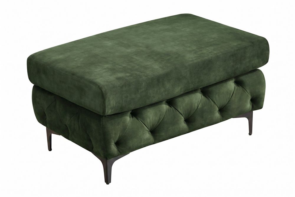 Chesterfield Sitzhocker MODERN BAROCK 95cm grün Samt Fußhocker