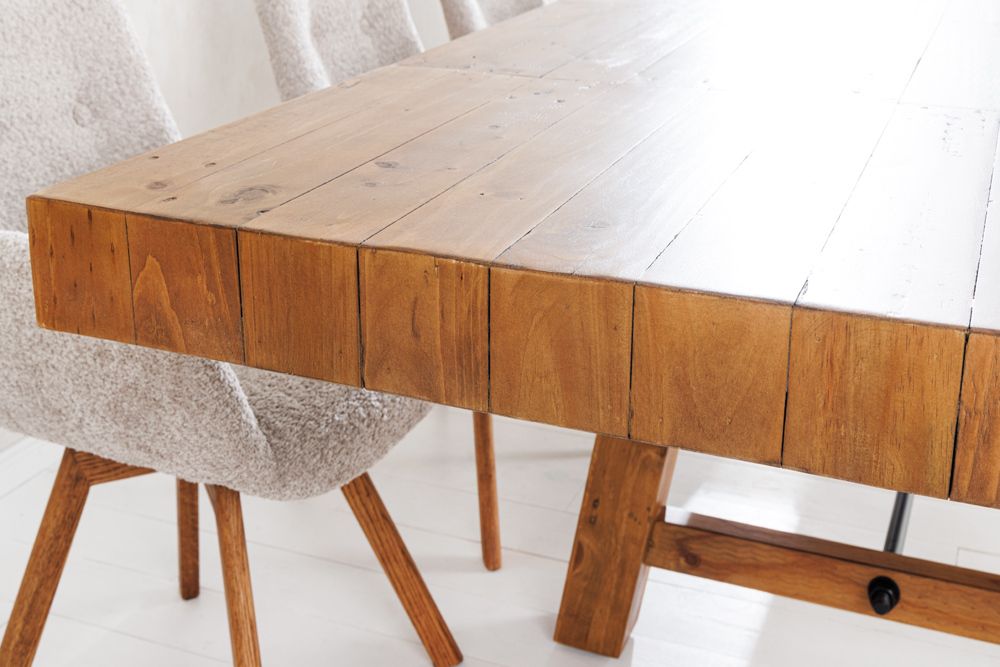 Massiver Esstisch FINCA 300-400cm vintage braun verlängerbar Pinienholz Bohlenoptik