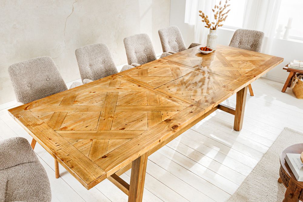 Ausziehbarer Esstisch RIVIERA 180-240cm natur recycelte Pinie Massivholz