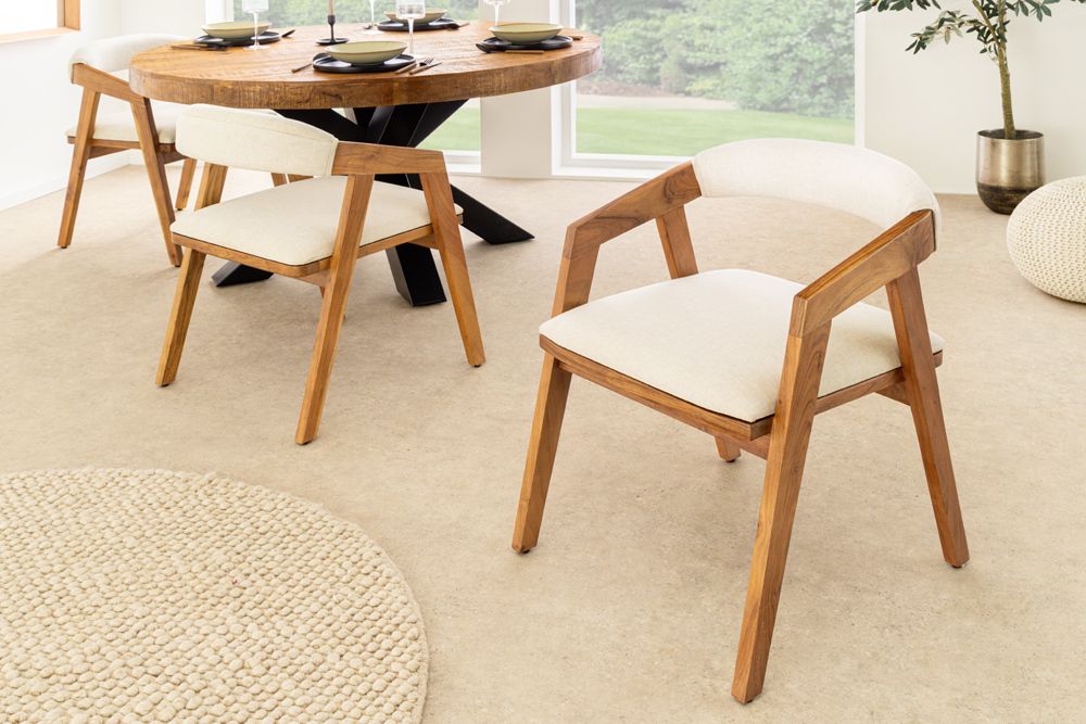 Design Stuhl MAMMUT beige natur massives Akazienholz honey finish