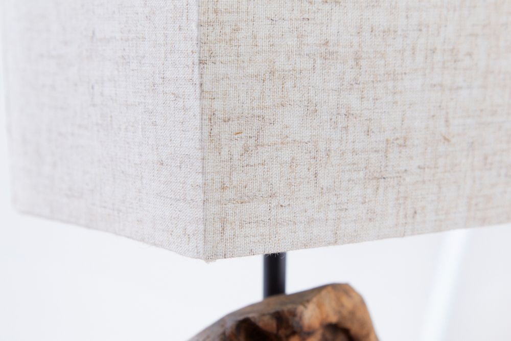 Handgearbeitete Treibholz Tischlampe HYPNOTIC 45cm beige mit Leinenschirm