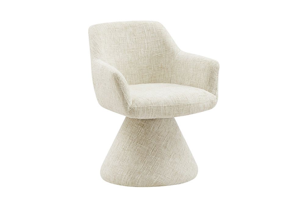 Drehbarer Stuhl AMBIENTO beige Chenille 180° mit Auto-Return Polsterstuhl