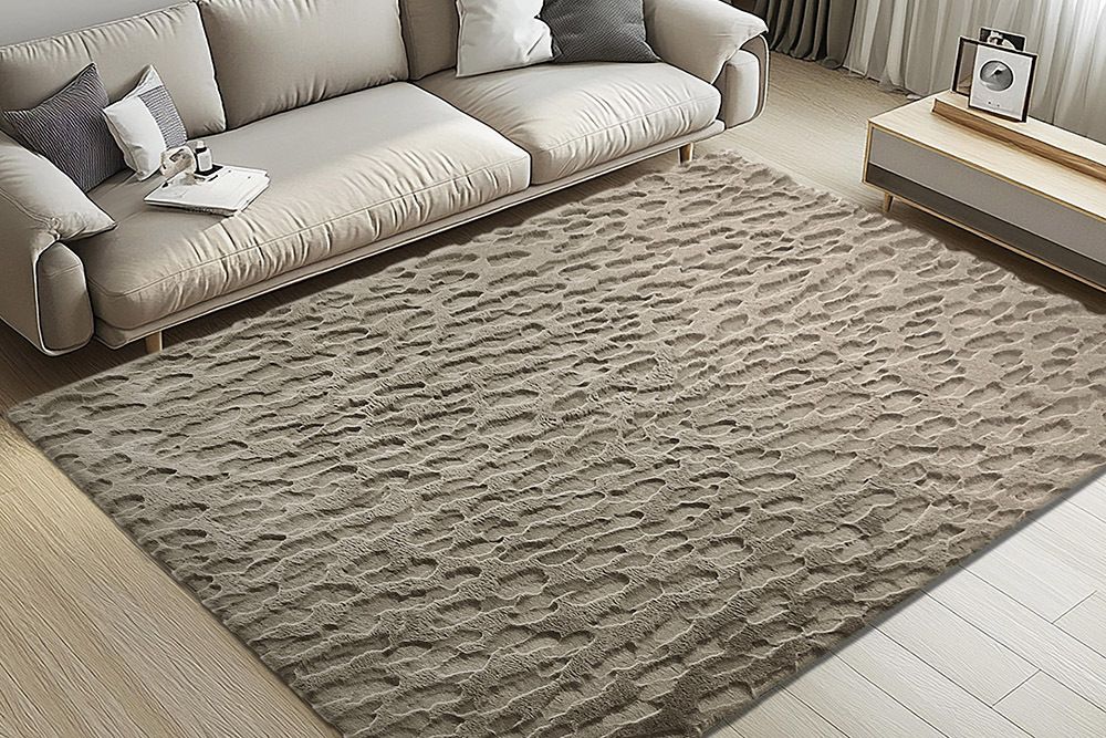 3D Hochflor Teppich DUNE 230x160cm taupe Hoch-Tief-Effekt