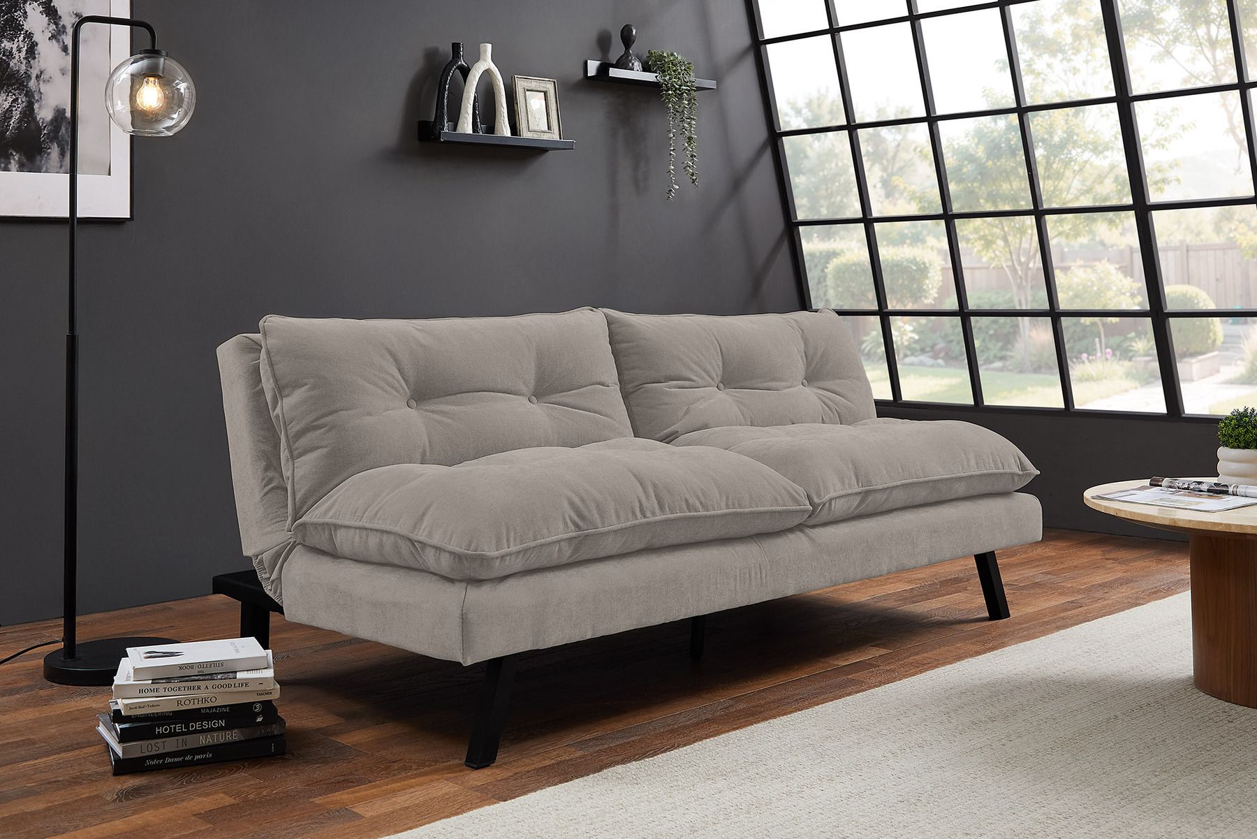 Modernes Schlafsofa COCOONING 190cm beige Chenillestoff 3-Sitzer Couch
