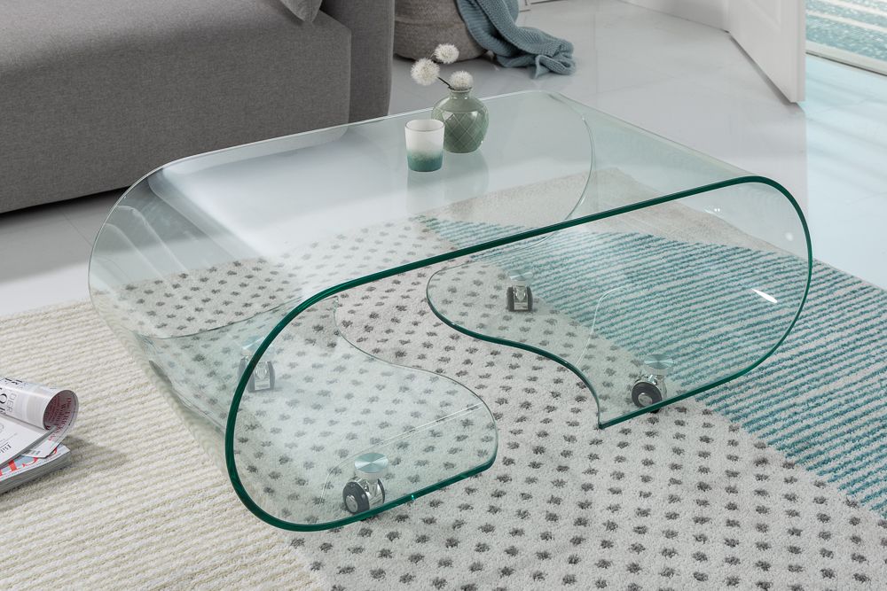 Extravaganter Glas Couchtisch FANTOME 90cm transparent
