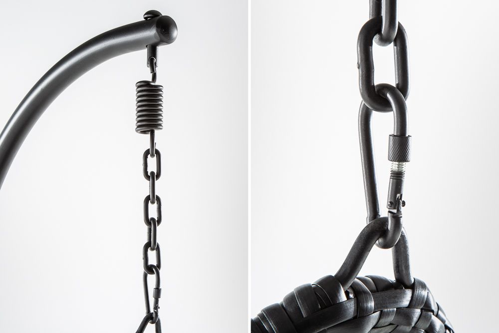 In- und Outdoor Hängesessel LOFT WIDE grau schwarz Hängestuhl inkl. Kissen wetterfest
