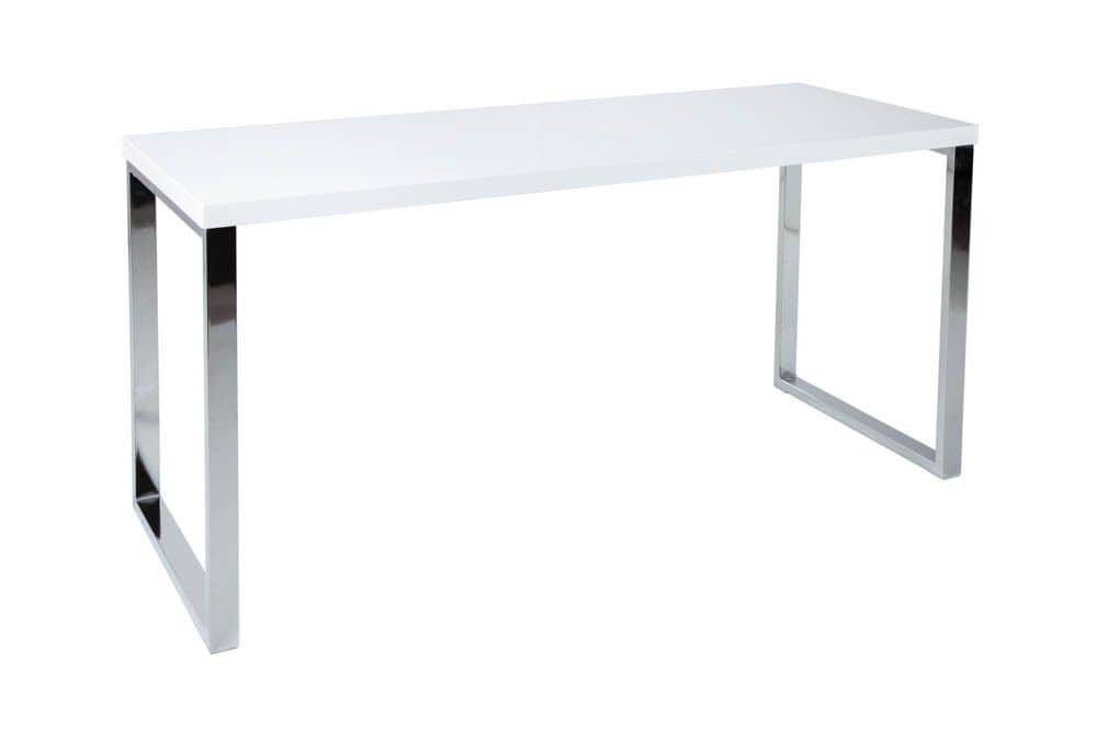 Moderner Schreibtisch WHITE DESK 140cm weiß Hochglanz Bürotisch