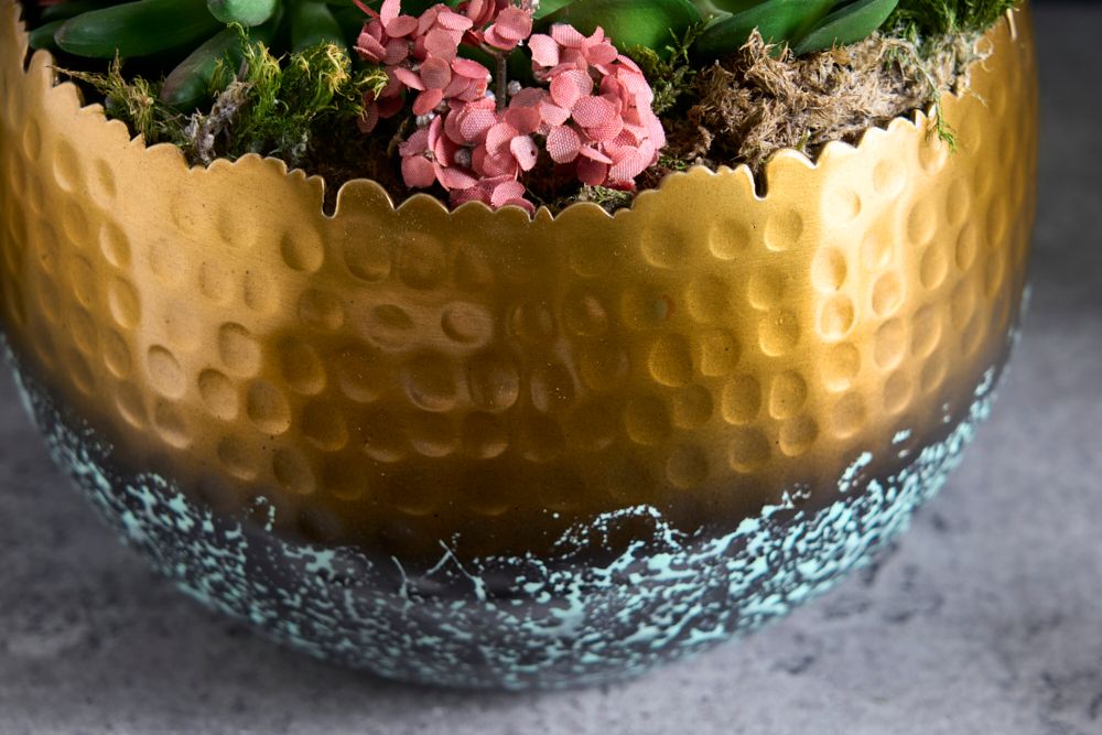 Handgearbeitete Deko Schale ORIENT 19cm gold mit Patina im Classic Hammerschlag Design