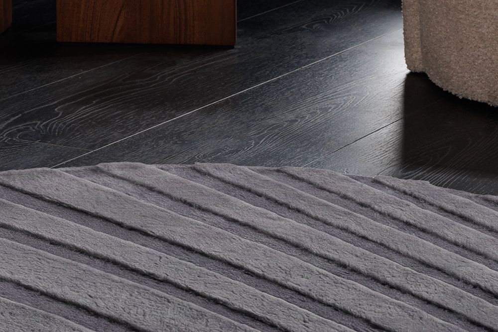 Runder Teppich WAVE 80cm anthrazit 3D strukturierter Kurzflor Indoor Hoch-Tief-Effekt