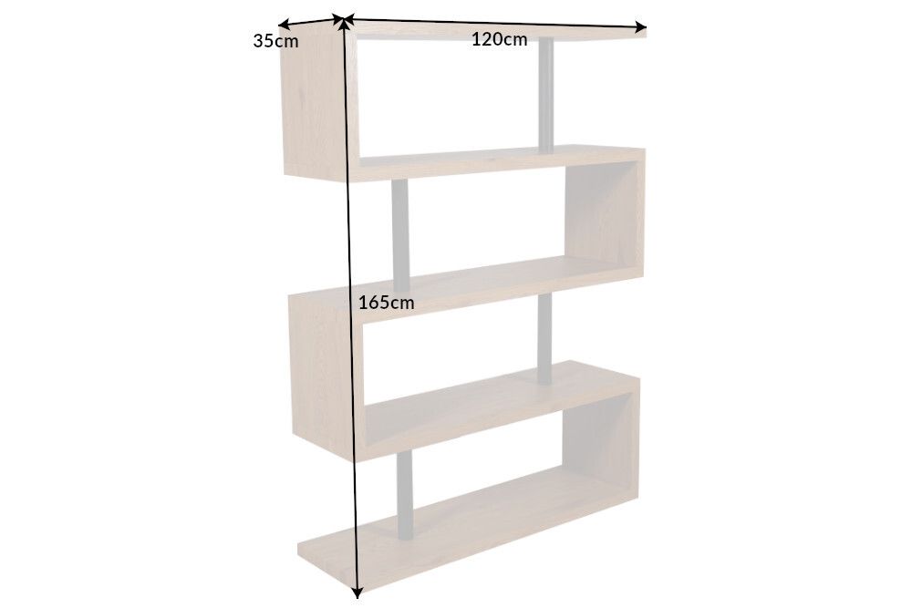 Design Regal SNAKE 165cm Eichenoptik Bücherregal mit fünf Böden