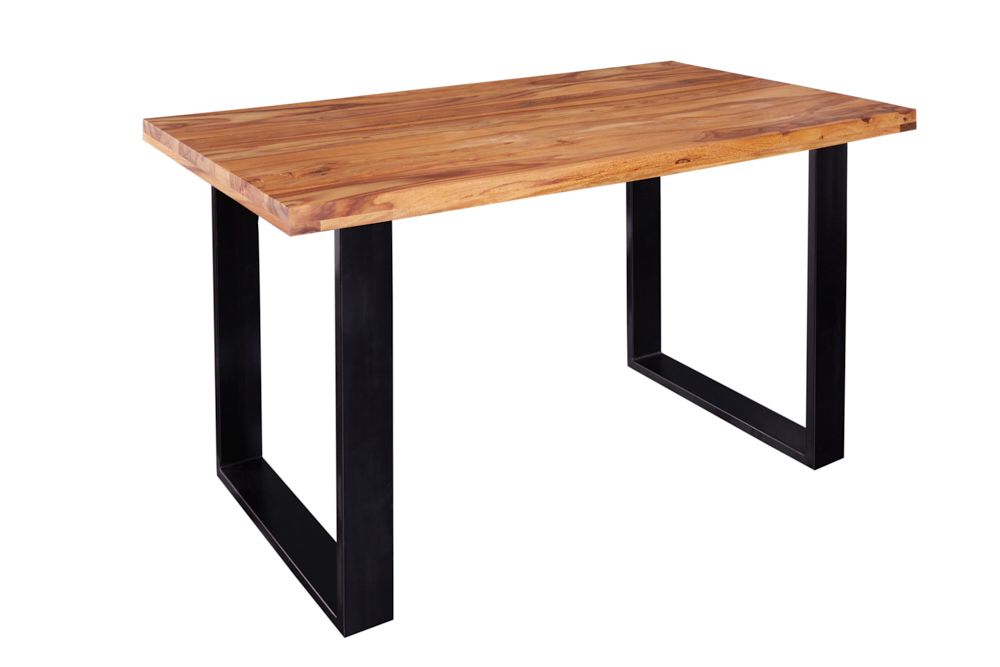 Massivholz Esstisch IRON CRAFT 140cm braun schwarz Sheesham stone finish Industrial