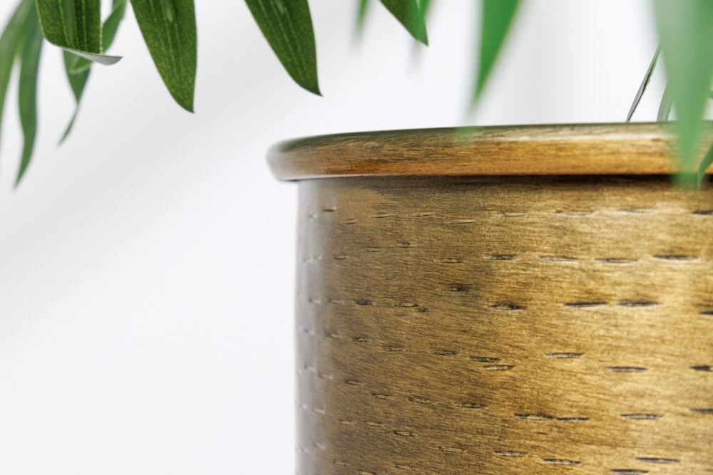 2er Set Blumentopf UNIT 70/50cm gold schwarz Metall Hammerschlag Design