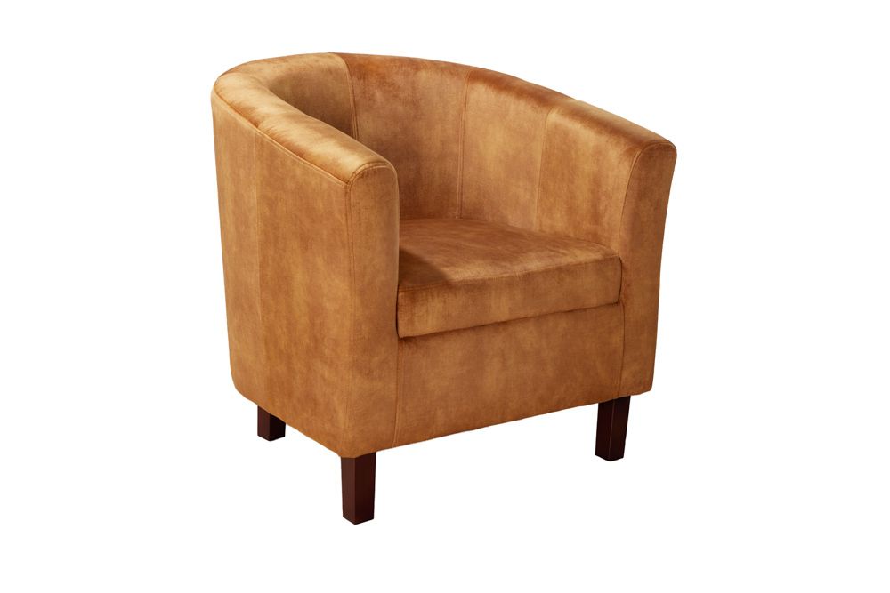 Design Lounge Sessel HEMINGWAY senfgelb Samt Armlehnen Cocktailsessel