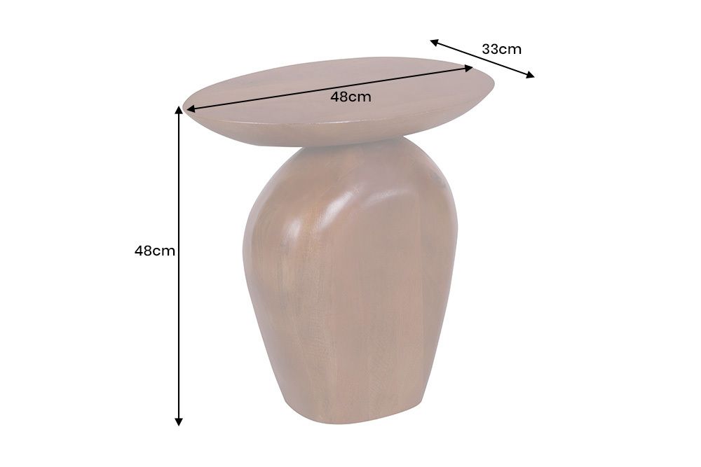 Massiver Beistelltisch ORGANIC 50cm braun Mangoholz oval Säulenfuß