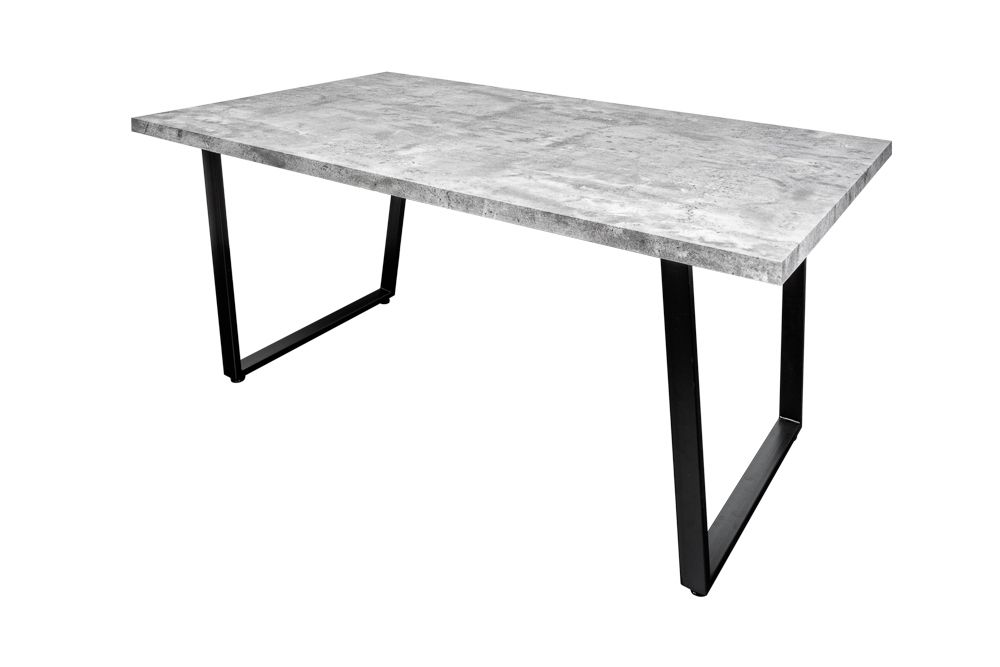 Moderner Esstisch LOFT 160cm grau Beton-Design schwarze Metallbeine Kufengestell Industrial