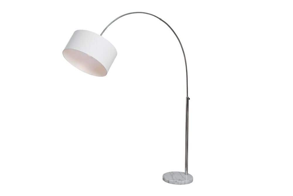 Ausziehbare Bogenlampe LOUNGE DEAL 170-200cm weiß Leinenschirm Stehlampe