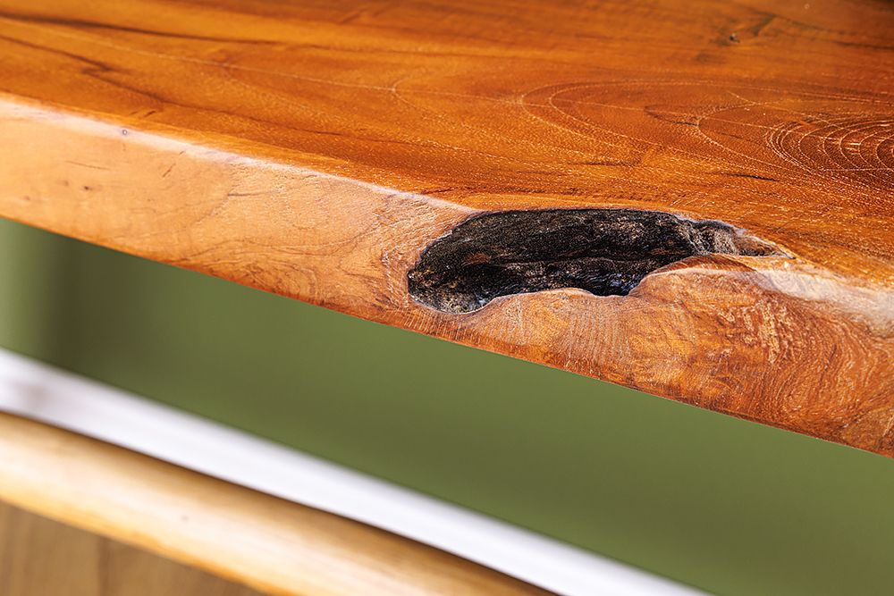 Massive Bank ROOT 100cm braun natur Teakholz Baumstamm Holzstrebe