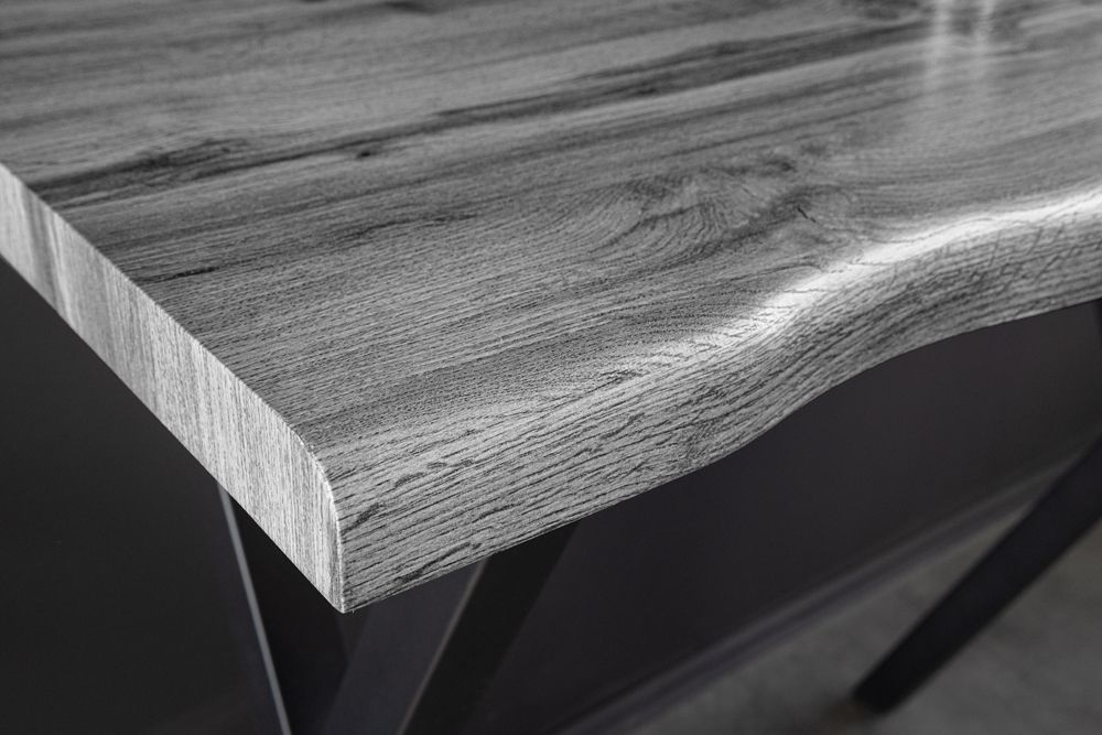 Industrial Bartisch WILD 120cm grau Wildeichen-Design schwarz Metall X-Gestell