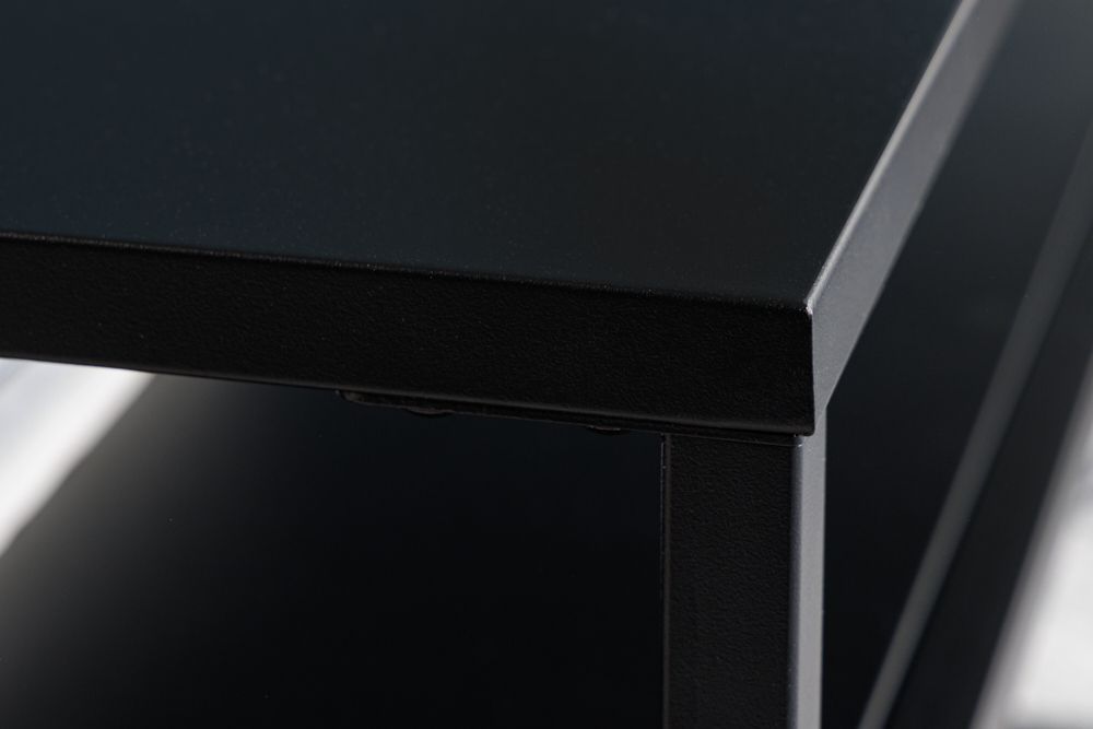 Moderner Couchtisch DURA STEEL 100cm schwarz Metall mit Ablagefach