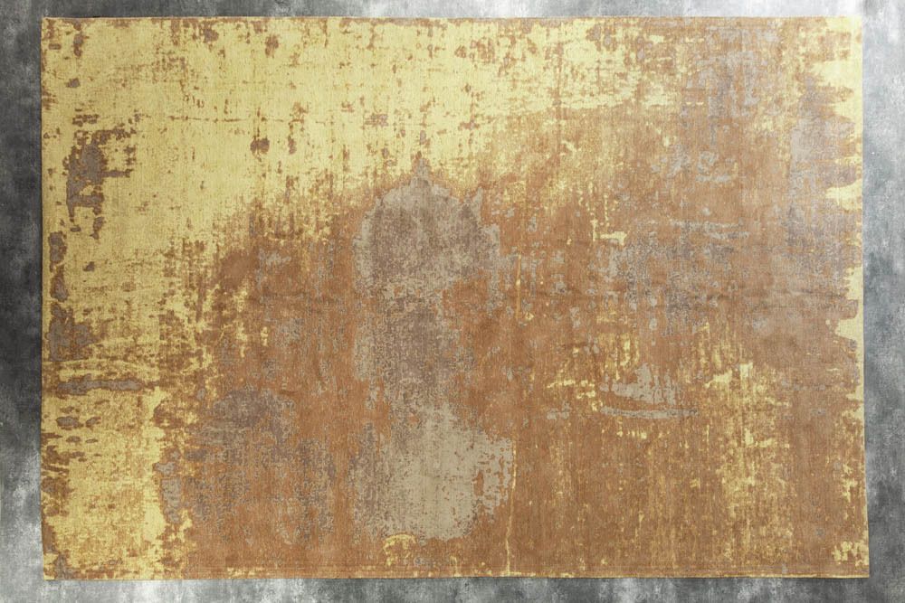 Vintage Baumwoll-Teppich MODERN ART XXL 350x240cm rostbraun verwaschen Used Look