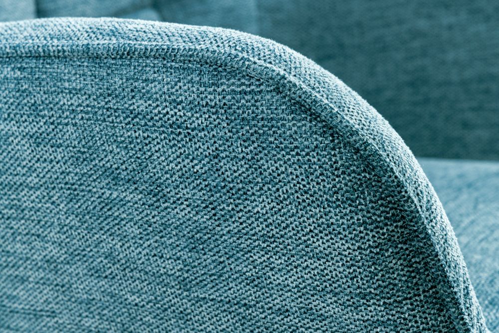Moderner Sessel SCANDINAVIA blau Strukturstoff Massivholz-Beine mit Armlehnen