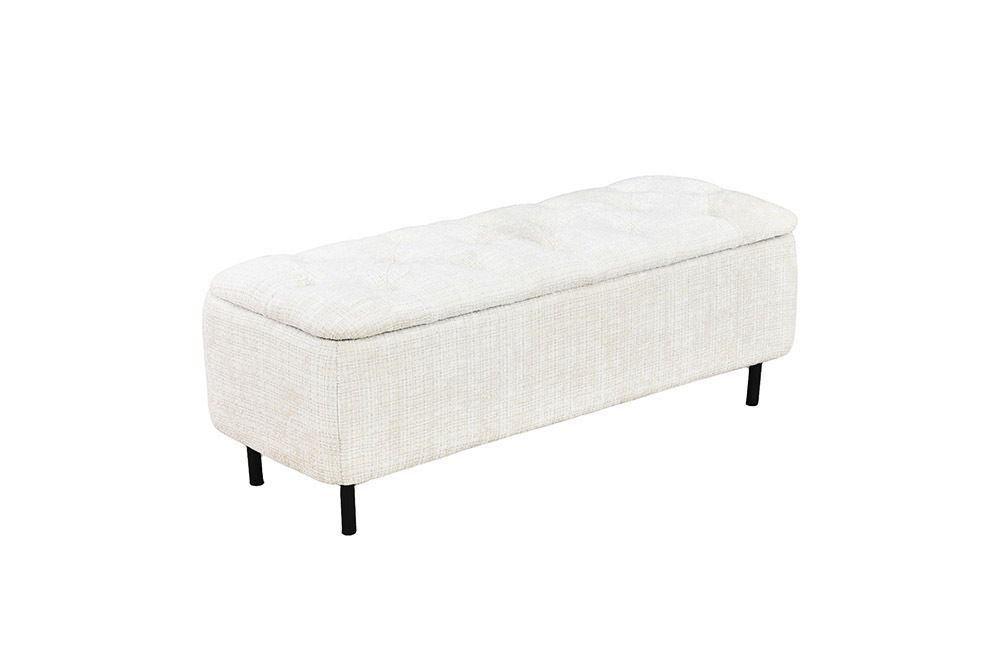 Extravagante Polsterbank EN VOGUE 120cm beige Cremona Chenille Sitzbank mit Stauraum