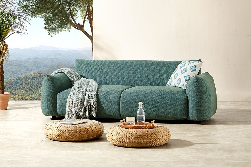In- und Outdoor Sofa SEAHAWK 205cm türkis Aluminium Olefin wetterfest 2-Sitzer Couch