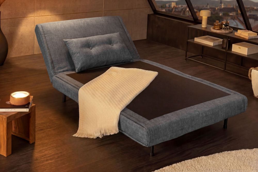 Schlafsessel SMART MULTIFUNCTION 100cm grau Vogue Seiden Samtstoff