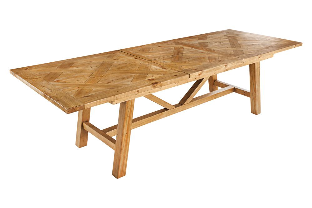 Ausziehbarer Esstisch RIVIERA 180-240cm natur recycelte Pinie Massivholz