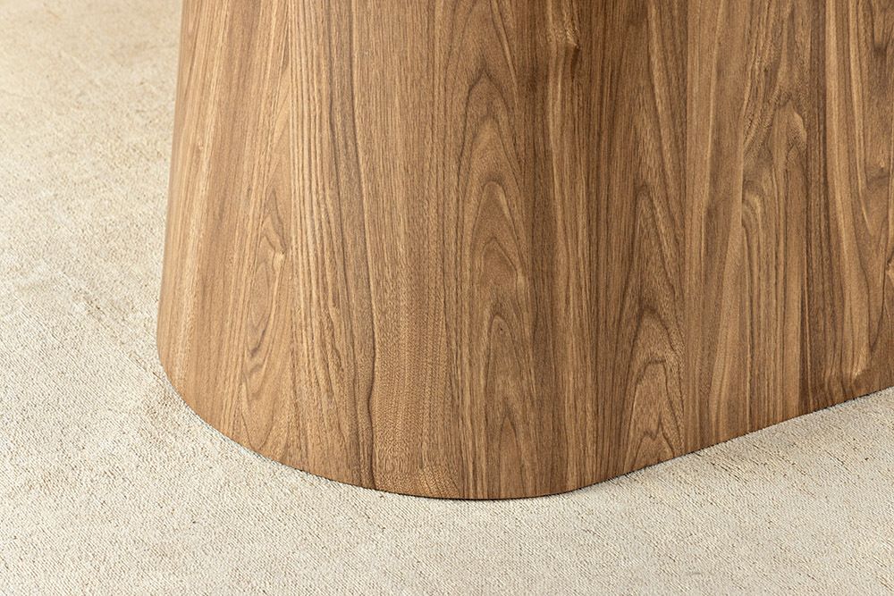 Ovaler Esstisch UNIQUE 200cm grau braun Keramik Walnuss Säulenfuß