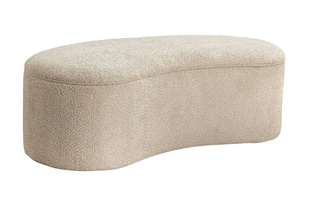 Extravagante Polsterbank ELEMENTAL 120cm champagner beige Feinstrick Bouclé mit Stauraum
