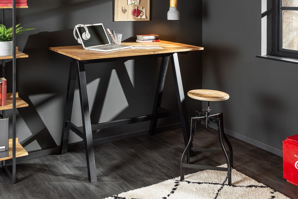 Massiver Bartisch CASTLE 120cm Wildeiche natur Stehtisch Industrial Design