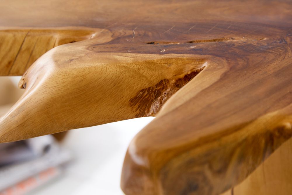 Massiver Beistelltisch ROOT 60cm Teakholz mit Jahresringen