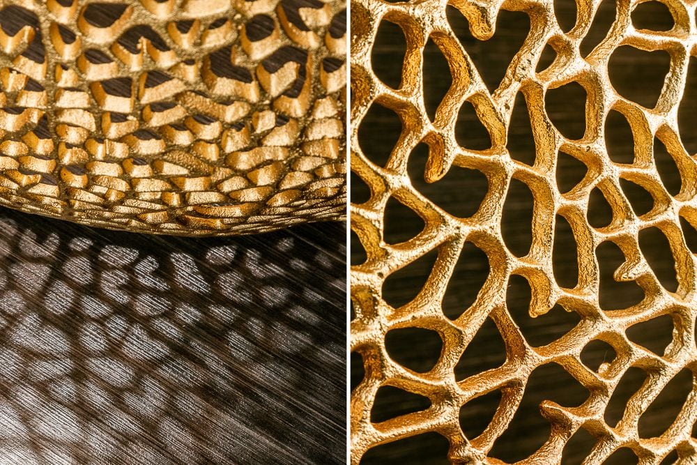 Filigraner Design Couchtisch ABSTRACT LEAF 80cm gold Handarbeit