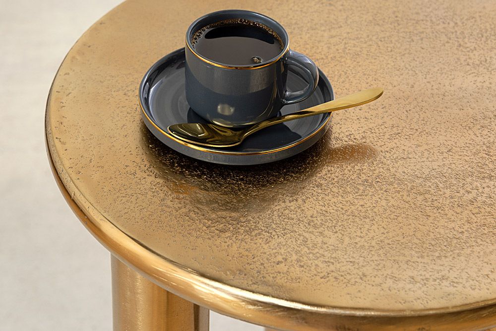 Handgefertigter Beistelltisch ABSTRACT 55cm gold schwarz Metall rund