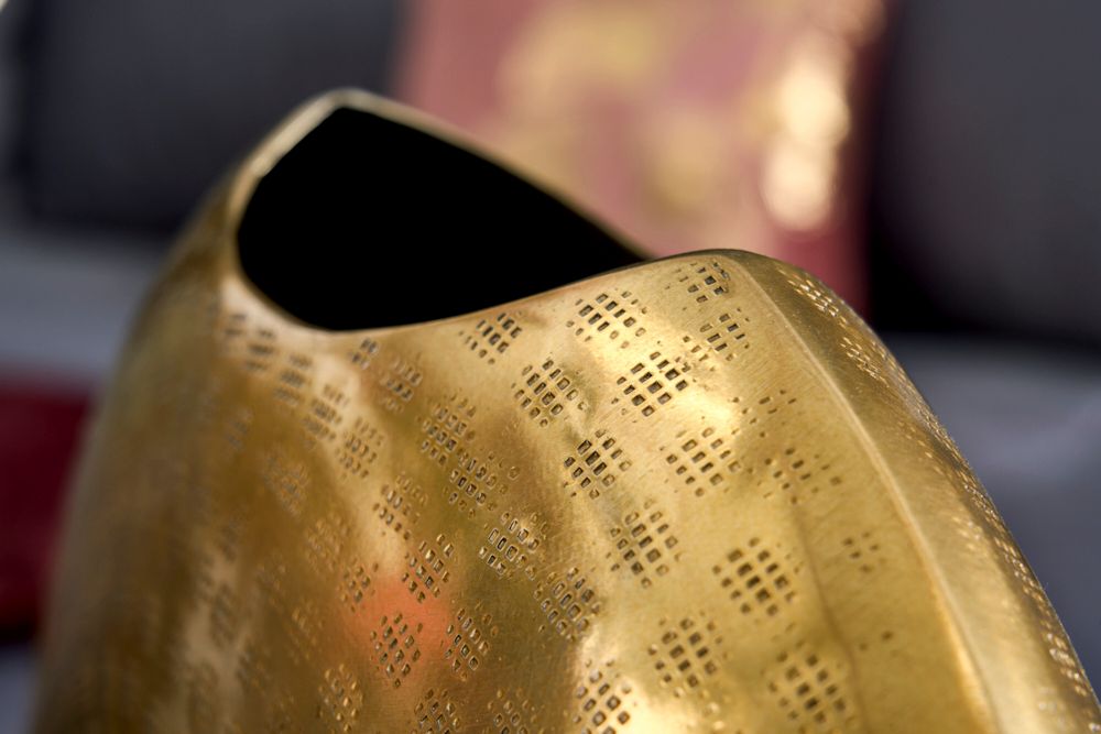 Elegantes Vasen 2er Set ORIENTAL 44cm gold im Grid Hammerschlag Design