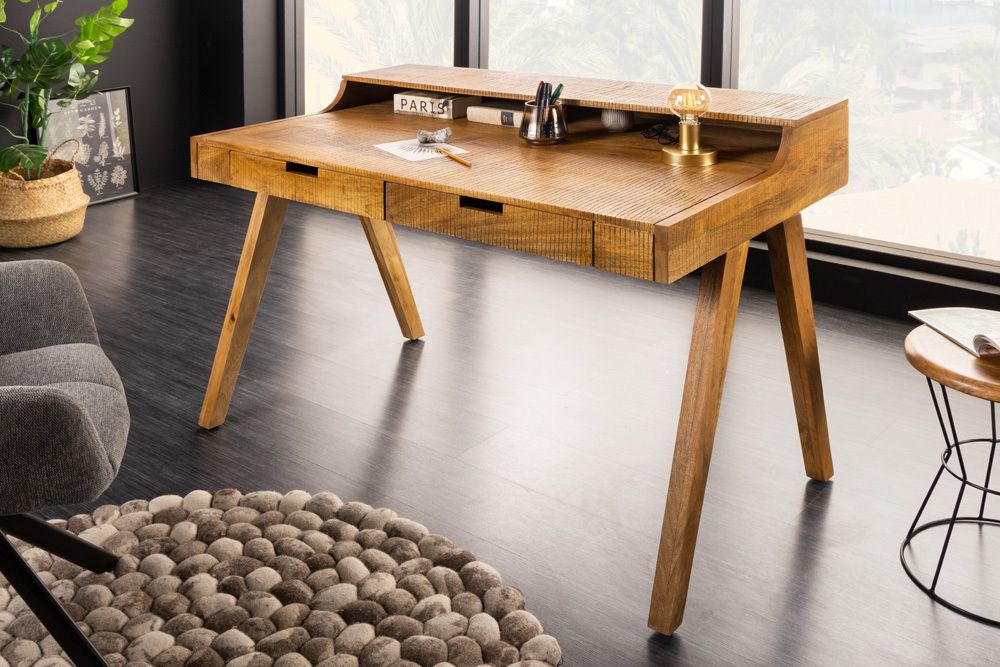 Massiver Sekretär MONSOON 120cm Mangoholz Schreibtisch