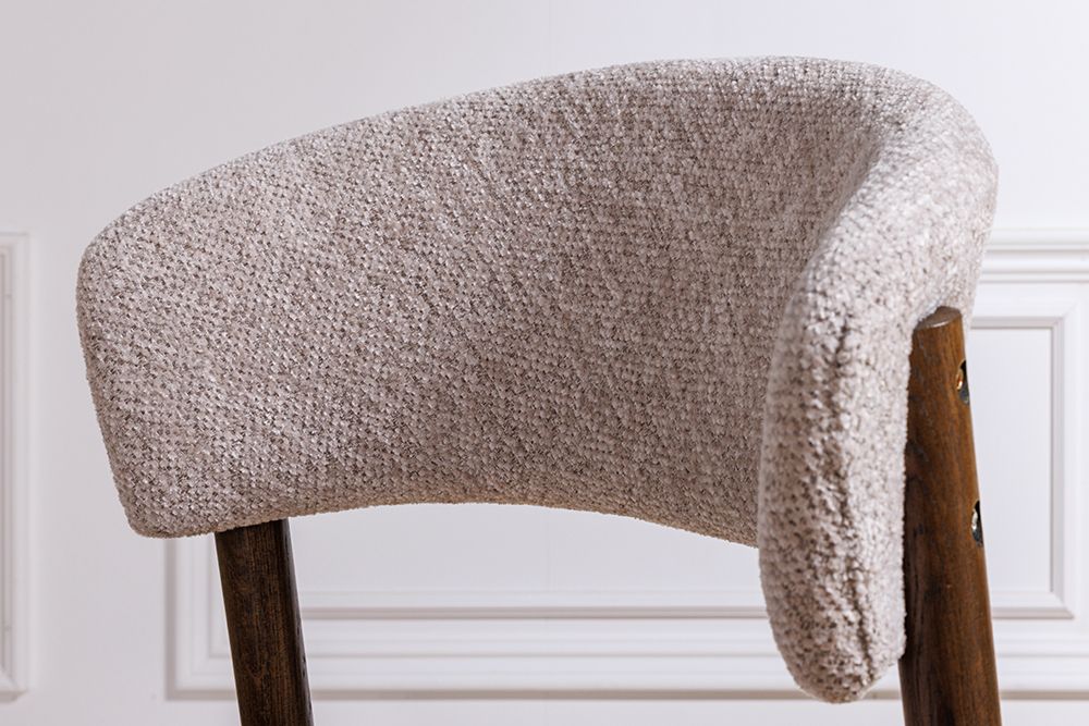 Design Stuhl VALHALLA WOOD braun Eiche smoke Walnuss Massivholz beige Strukturstoff